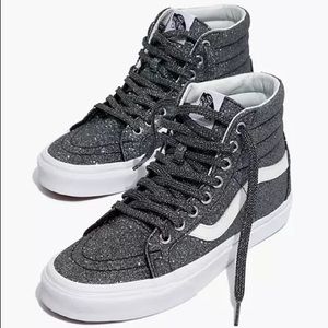 Vans® Unisex SK8-Hi Reissue High-Top Sneakers in Black Glitter. W 7 / M 5.5